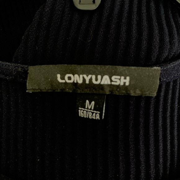 Navy Blue Modest Classic Short Sleeve Sheath Midi Dres - Picture 5 of 7